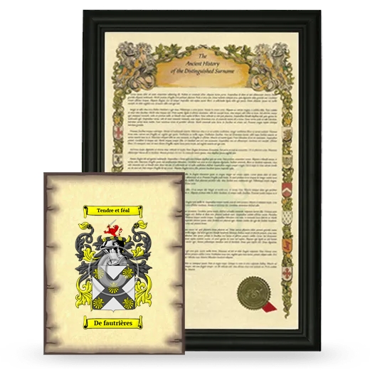 De fautrières Framed History and Coat of Arms Print - Black